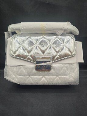 Kate Spade Carey Metallic Quilted Small Flap Shoulder Bag KE395 Lunar Light